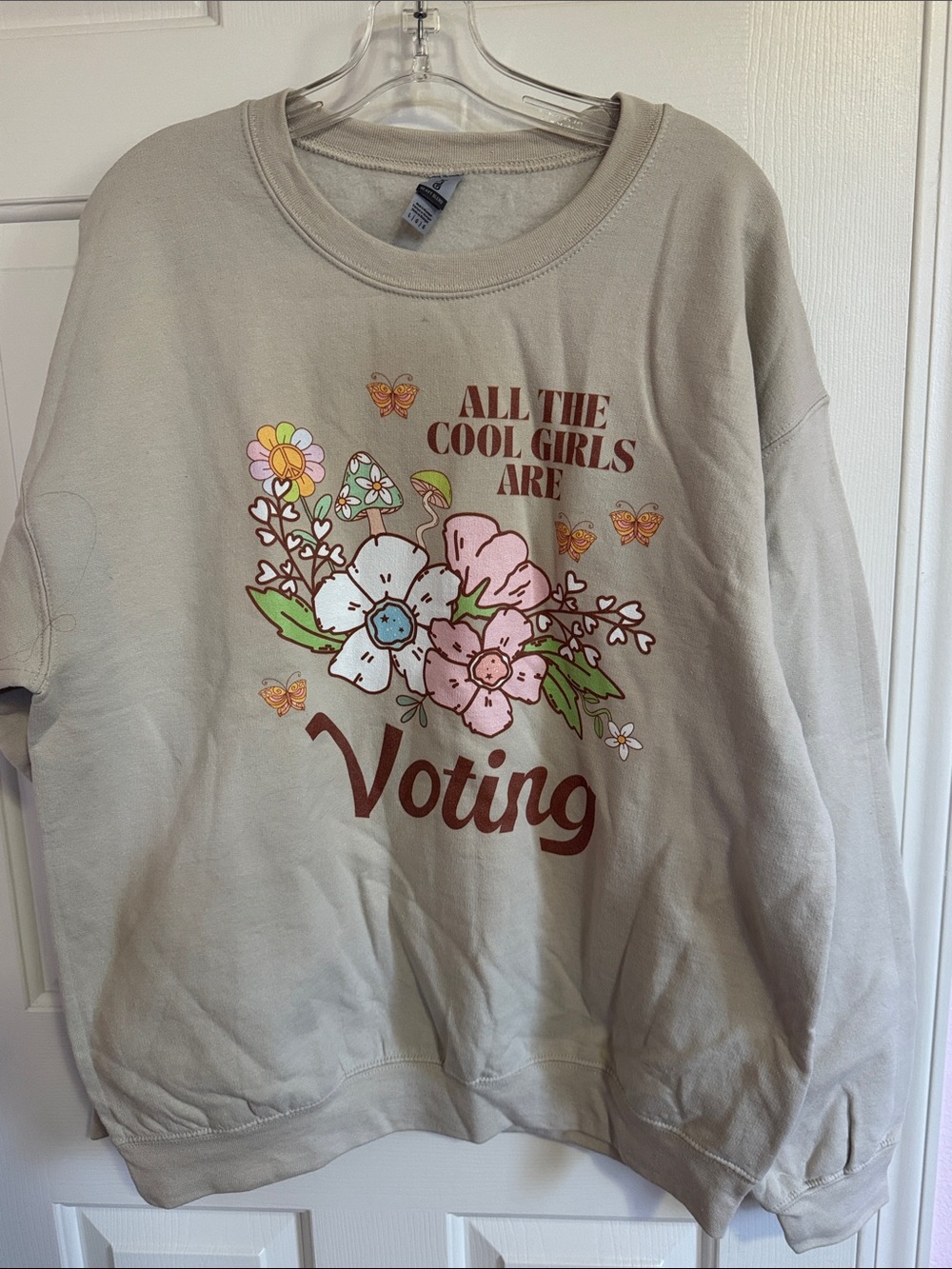 Cool Girls Are Voting Sweatshirt (Beige)